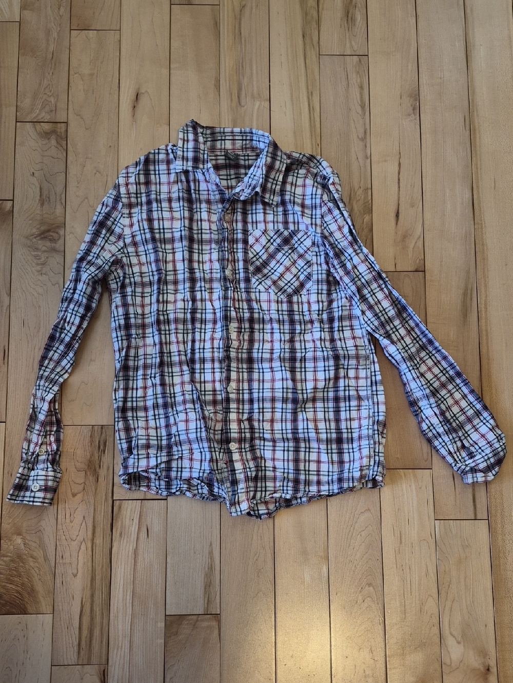 Boy's Size 11/12 Zara Kids Plaid Button-Up Shirt